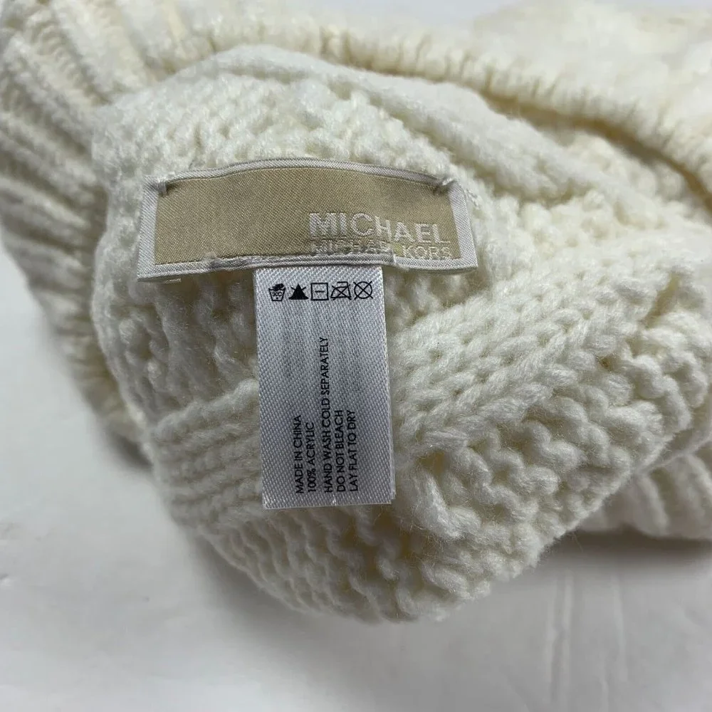 Michael Michael‎ Kors Winter Beanie Womens One Size Cream Off White Acrylic 6149